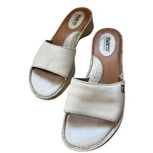 Børn White Leather Platform Slide Sandals | Size 7 | Y2K 2000's Retro Vintage